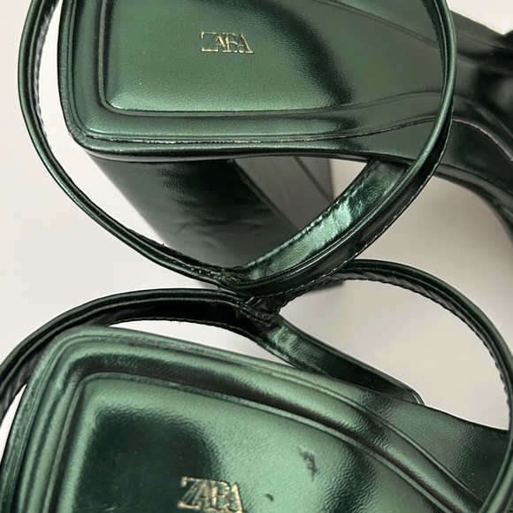 Zara Emerald Green Platform Sandals Size 8 US 39 EU - Picture 10 of 12